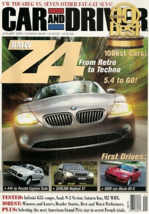 CAR & DRIVER 2003 JAN - EVO-8, M2-WRX, LEGACY B4, RX-8